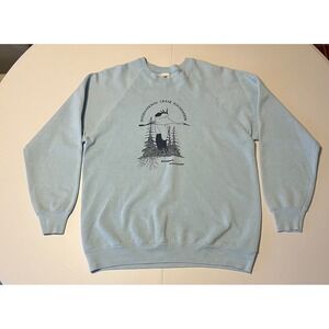VTG USA Made International Crane Foundation Sweatshirt Crewneck Blue L (Fits M)